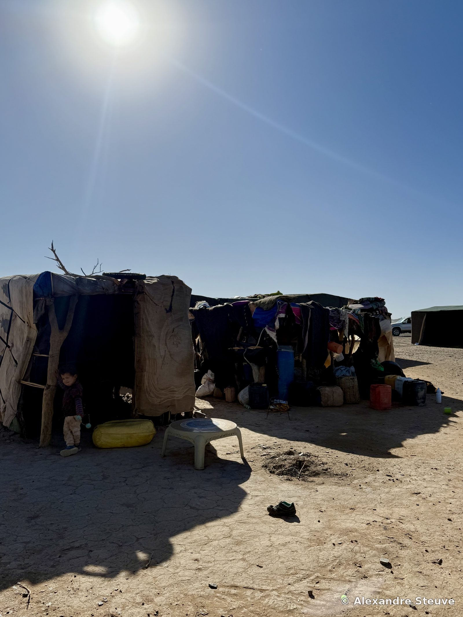 Campement nomade dans le désert